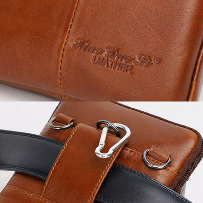 lovevop Men Genuine Leather Cowhide Vintage Business 6.5 Inch Phone Bag Crossbody Bag Waist Bag Sling Bag