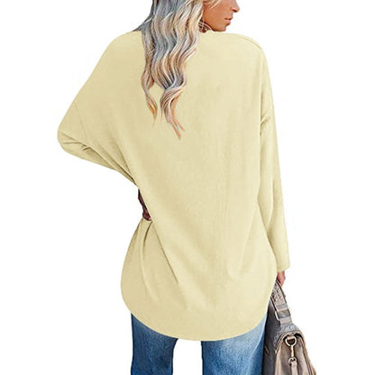 🔥Women's loose long sleeve fashion V-neck knit top🔥