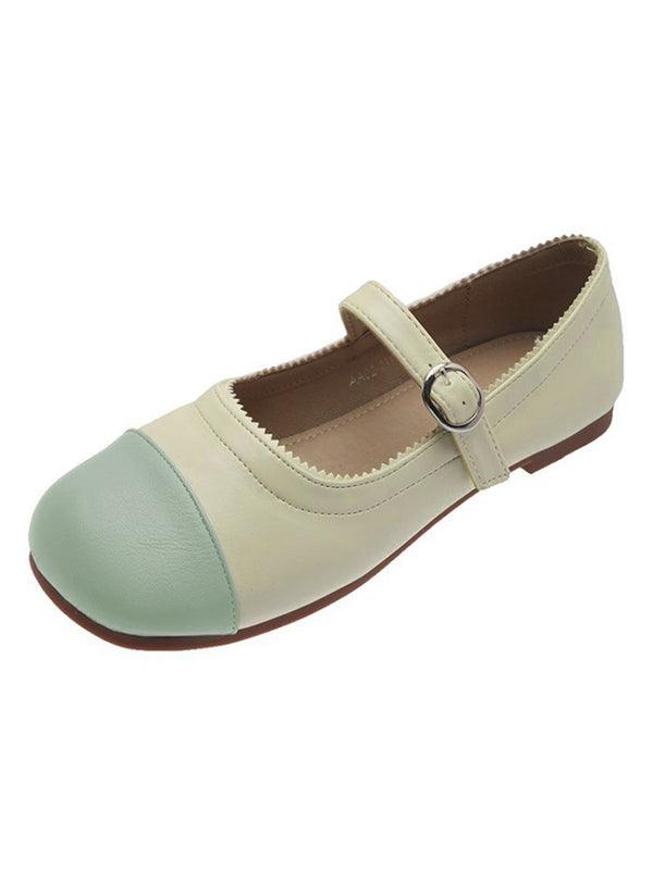 lovevop Leisure Fashion Contrast Color Split-Joint Flat Heel Loafer Shoes