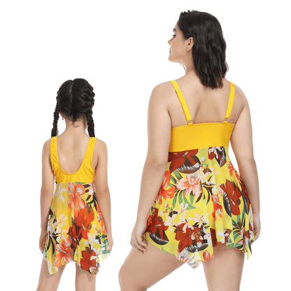 「🎁Father's Day Sale - 50% Off」 - Plus Size Ruffle Floral Print One-Piece Mommy and Me Swimsuit