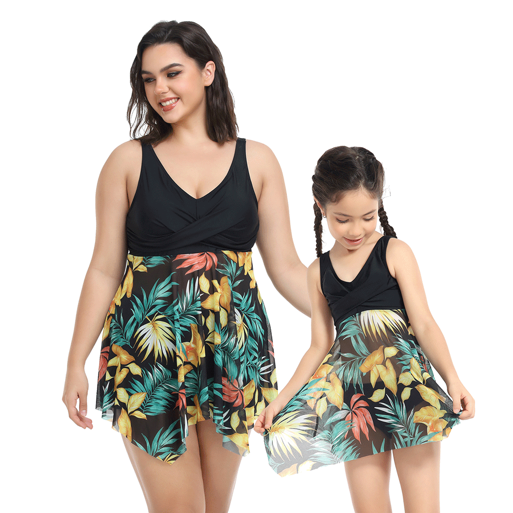 「🎁Father's Day Sale - 50% Off」 - Plus Size Ruffle Floral Print One-Piece Mommy and Me Swimsuit