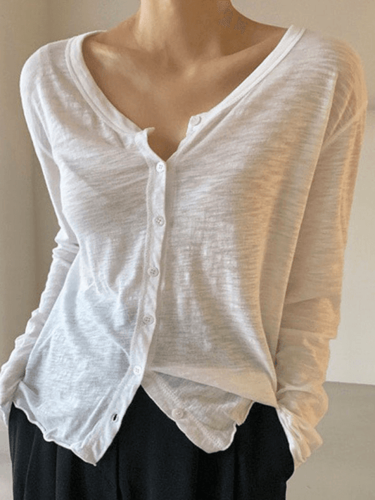 lovevop V-Neck Slim Fit Versatile Single Breasted Cardigan