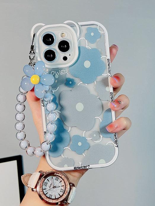 lovevop Blue Flower Silicone Shockproof Phone Case