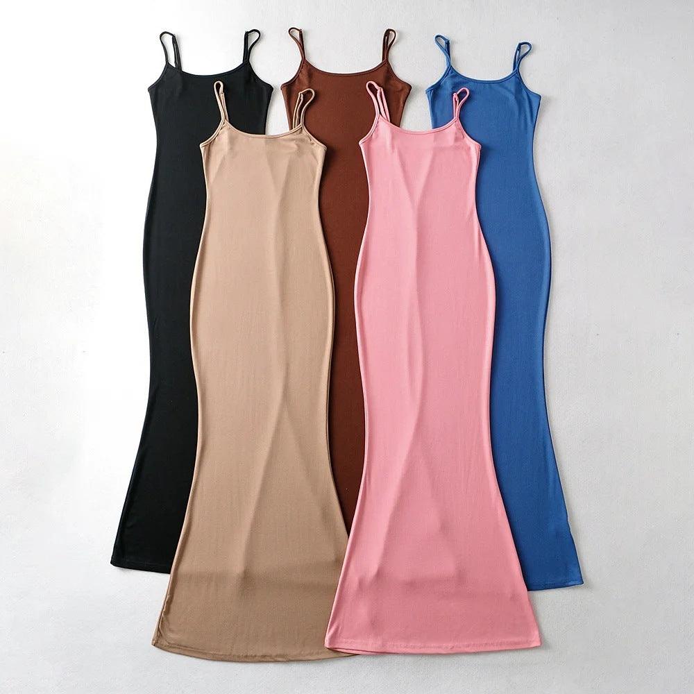 lovevop 5 Color Simple Niche Fishtail Slip Dress