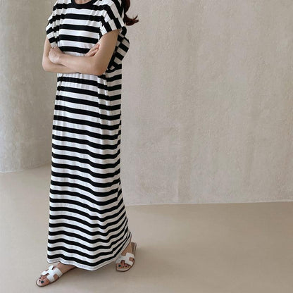 lovevop Simple Long Striped Comfy Dress