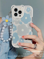 lovevop Blue Flower Silicone Shockproof Phone Case