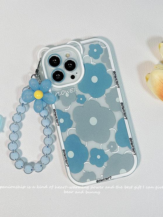 lovevop Blue Flower Silicone Shockproof Phone Case