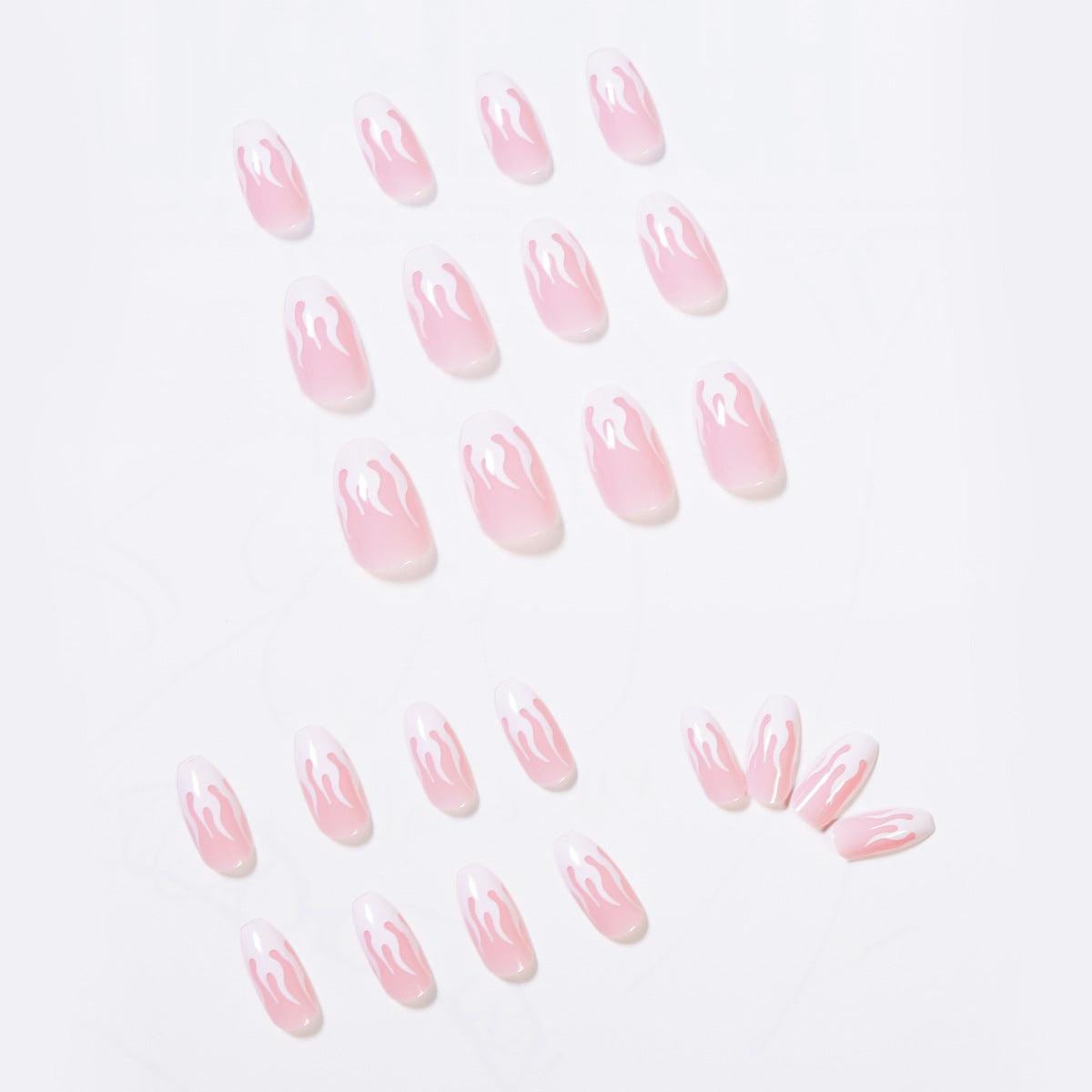 lovevop Pink Flame Short Ballet Press On Nails