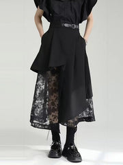 lovevop Irregular-Paneled Gauze High-Waisted Skirt