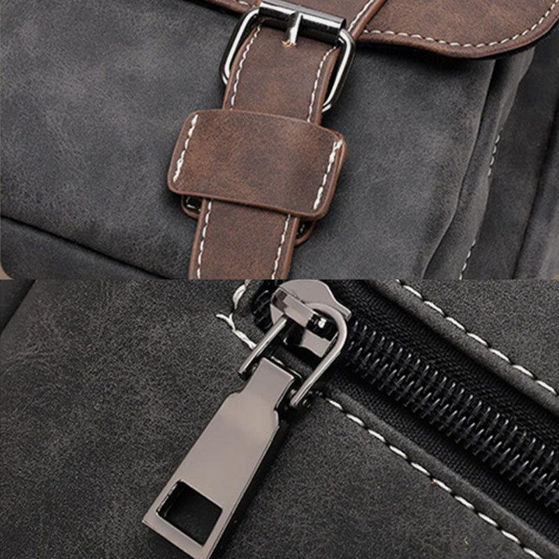 lovevop Men PU Leather Large Capacity Vintage Casual Waterproof Breathable Crossbody Bags Shoulder Bags Handbag