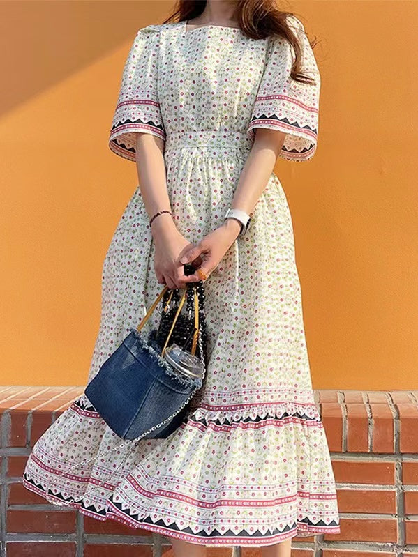 lovevop Retro Floral Vacation Dress