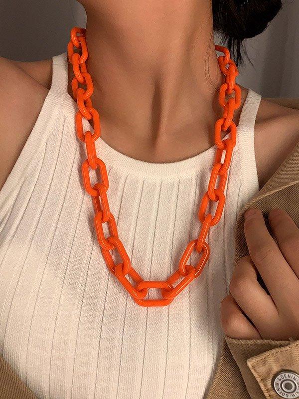 lovevop Simple Punk Solid Color Geometric Necklaces