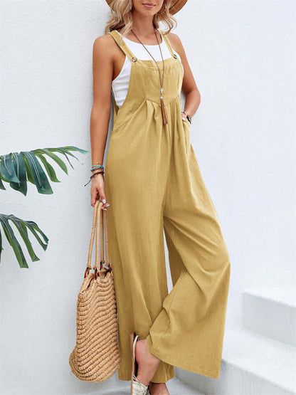 Wide Leg Overalls Straps Jumpsuit