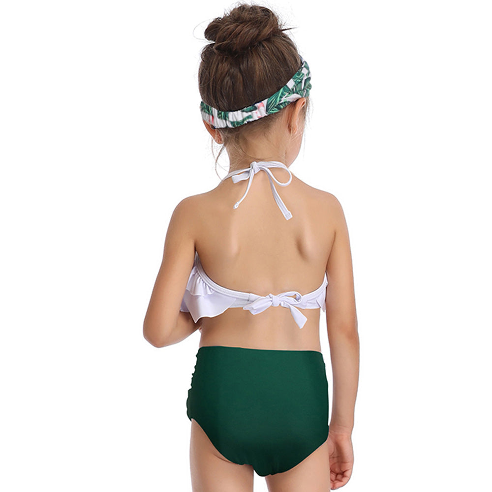 Ruffle Print  Green Bikini Family Matching Swimwear