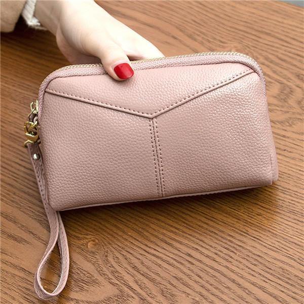 lovevop Women Genuine Cowhide 6.3 Inches Phone Clutch Wallet Keys Card Coin Holder 5 Colors