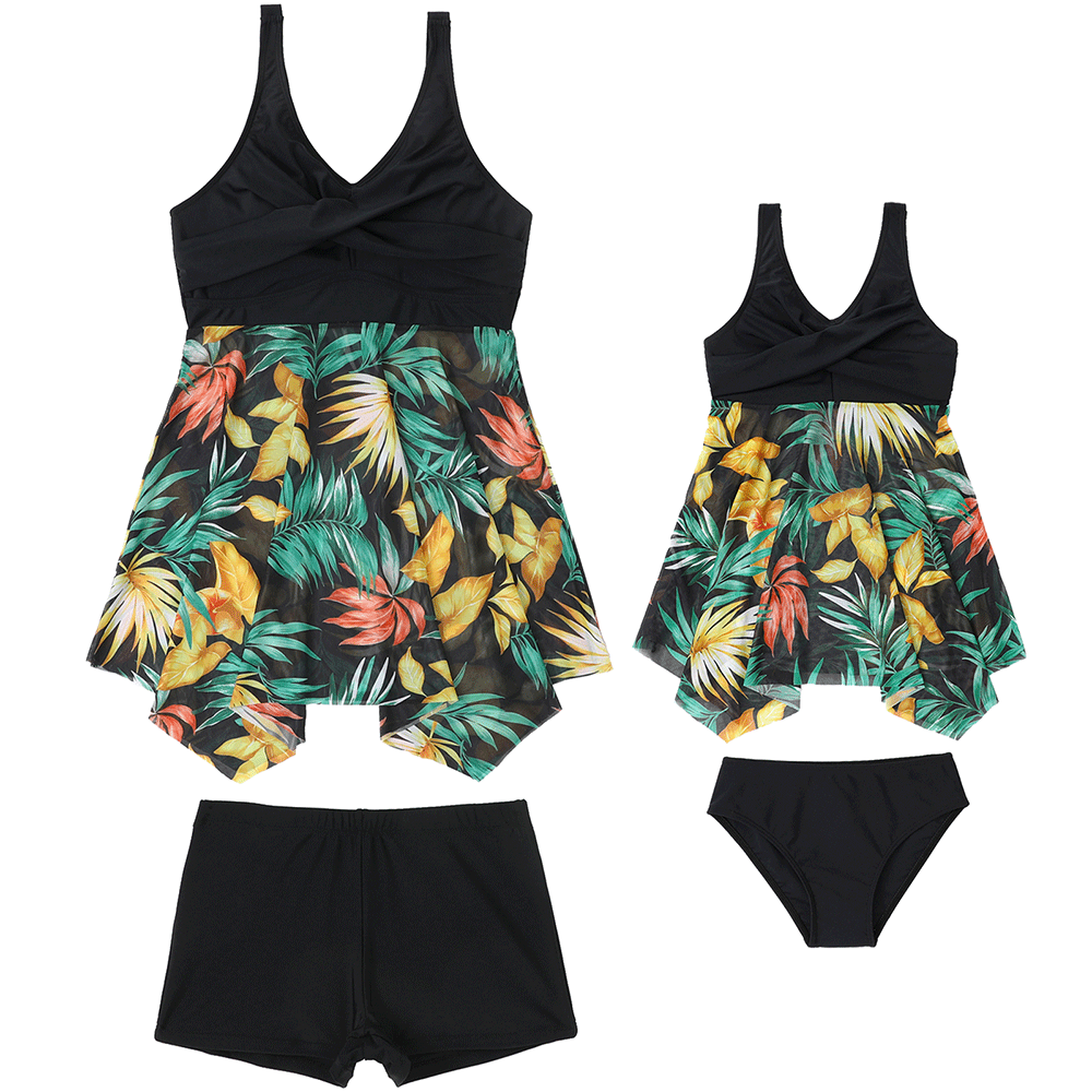 「🌼Summer Flash Sale - 50% Off」Ruffle Floral Print One-Piece Mommy and Me Swimsuit