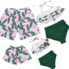 Ruffle Print  Green Bikini Family Matching Swimwear