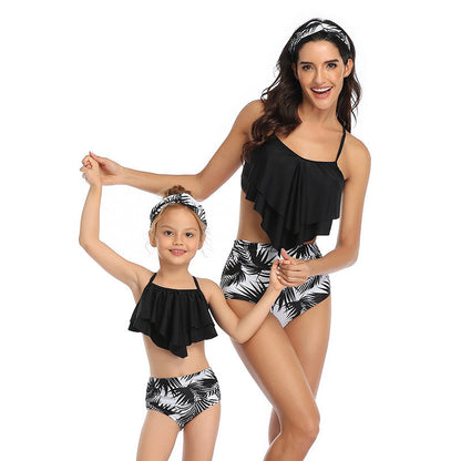 Ruffled Top & High Waisted Bottom Mommy and Me Swimsuit