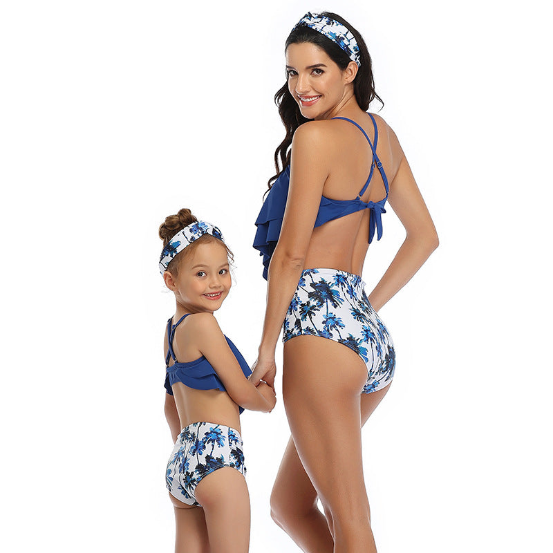 Ruffled Top & High Waisted Bottom Mommy and Me Swimsuit