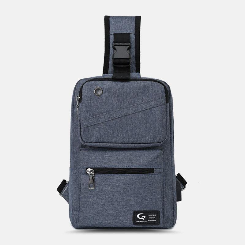 lovevop Men Large Capacity USB Chargeable Hole Headphone Hole Waterproof Chest Bags Shoulder Bag Crossbody Bags