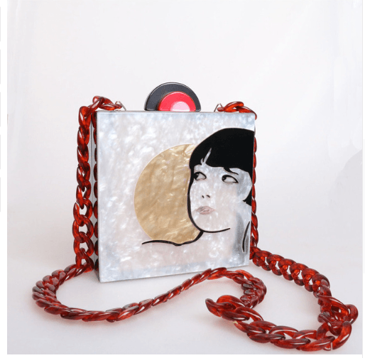 lovevop Acrylic Hand-stitched Then Girl Antique Small Square Bag Messenger Bag Vintage Bag Evening Bag