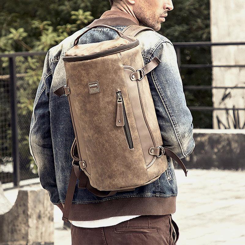 lovevop Men Vintage Large Capacity Backpack Casual Travel Bag