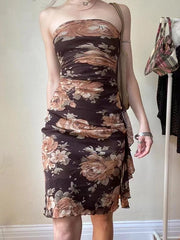 lovevop Vintage Printed Flower Wrap Dress