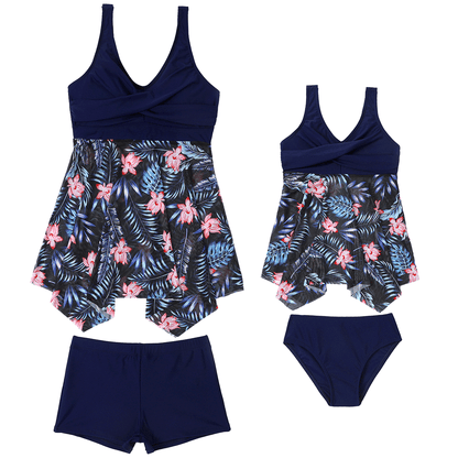 「🎁Father's Day Sale - 50% Off」 - Plus Size Ruffle Floral Print One-Piece Mommy and Me Swimsuit