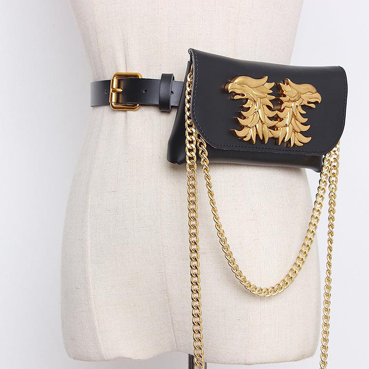 lovevop Fashion Metallic Chain Ssangyong Waist Bag