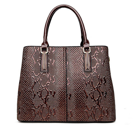 lovevop Ladies Handbag In Patent Leather Snake Print