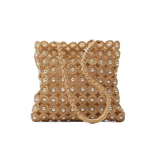 lovevop Women'S Bag Pearl Inlaid Woven Bag