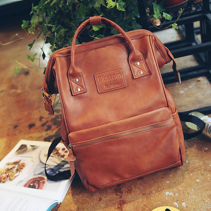 lovevop Pu Leather Female Korean Retro Trendy Backpack