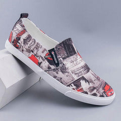 lovevop Men's Simple And Fashionable Low-cut Floral Canvas Shoes