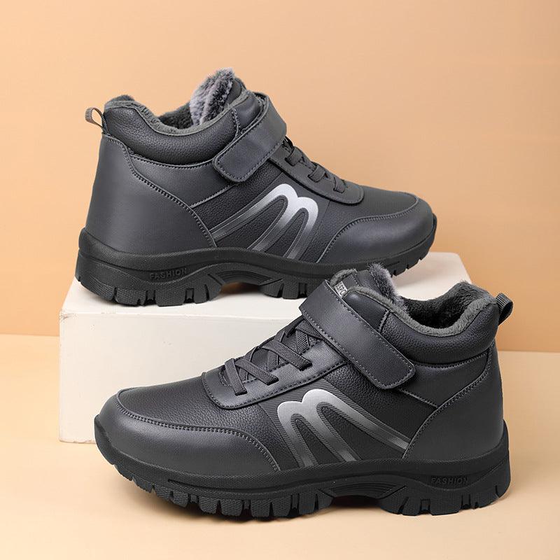 lovevop Men's Velvet Warm Waterproof Leather Shoes For The Elderly