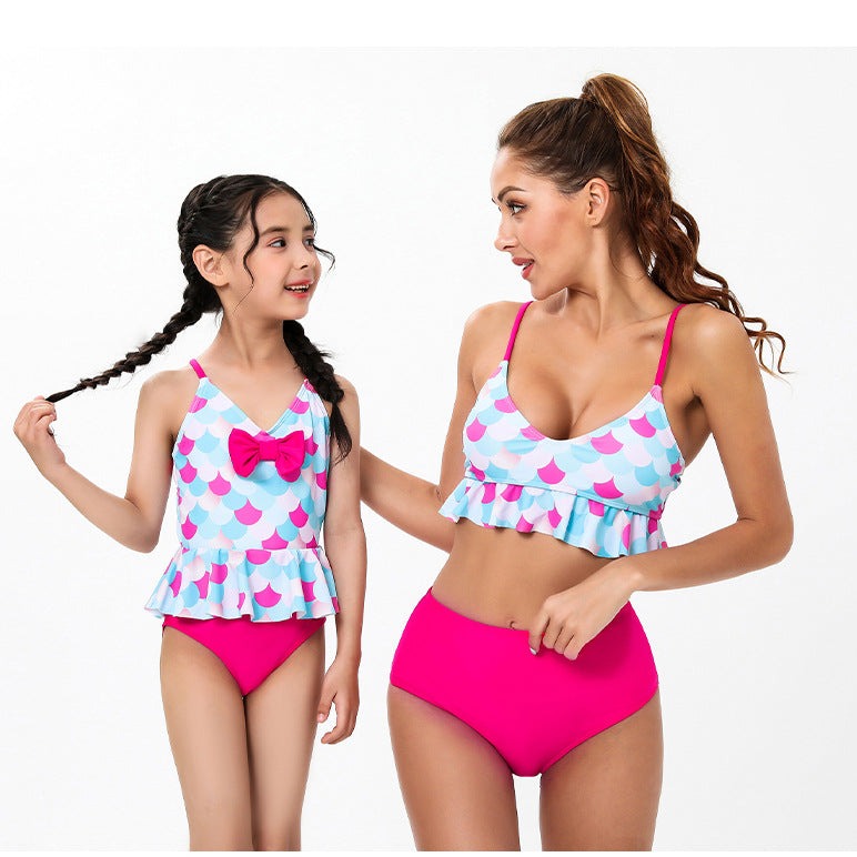 New Pink Cute Mommy And Me Swimsuit