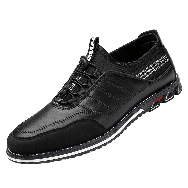 lovevop Men Cowhide Breathable Soft Bottom Lace up Comfy Sports Casual Leather Shoes