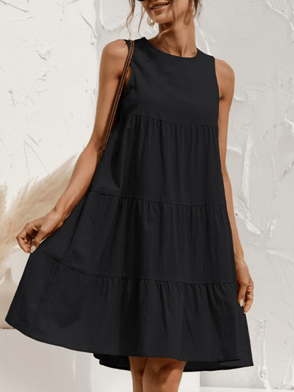 lovevop Cotton Loose Solid Midi Dress