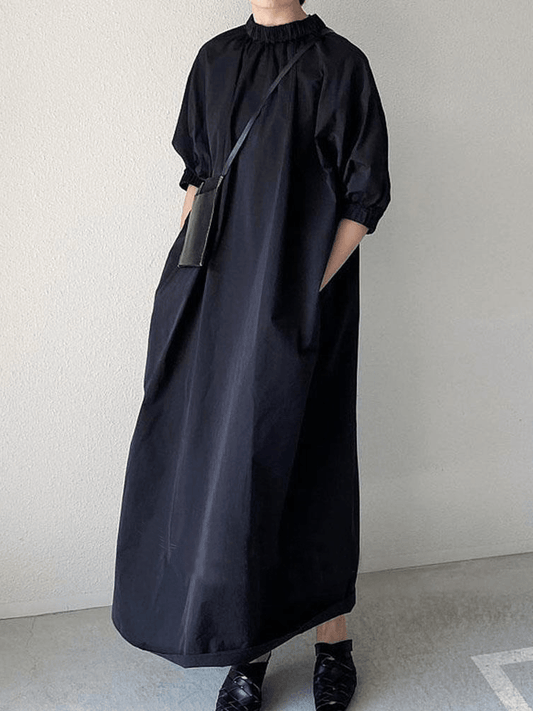 lovevop Stand Collar Graceful A-line Long Dress