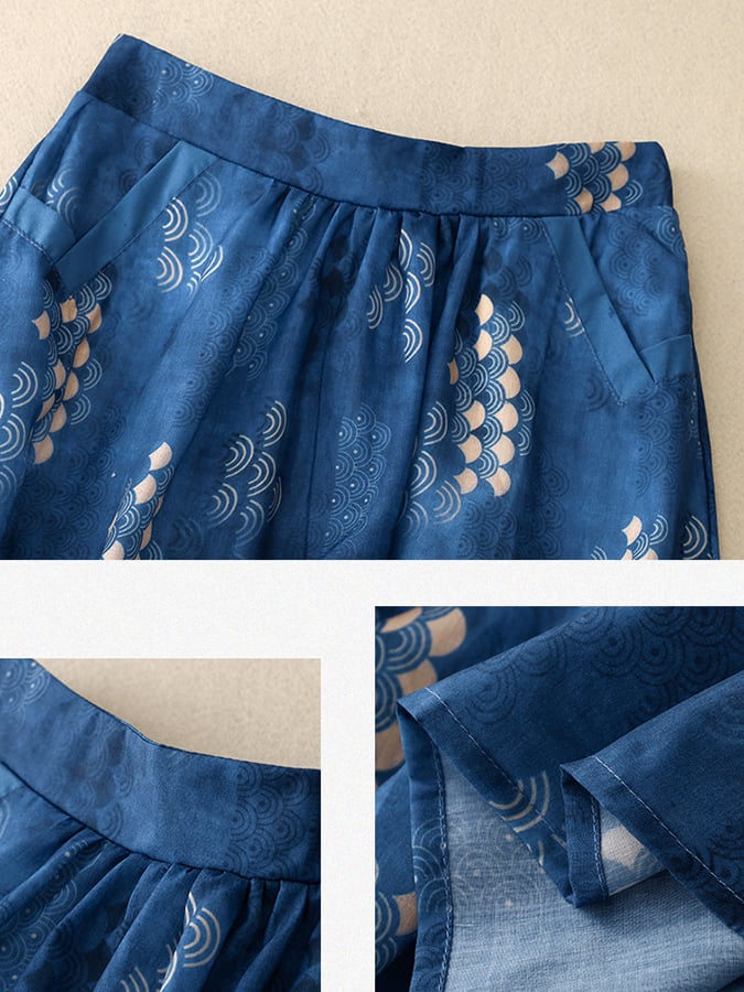 Lovevop Vintage Print Lined Sheer Oversized Skirt