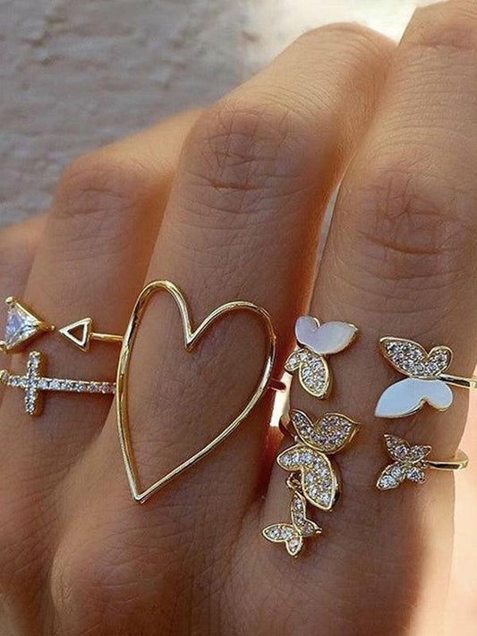 lovevop 5 Pieces Set Original Stylish Jewel Rings