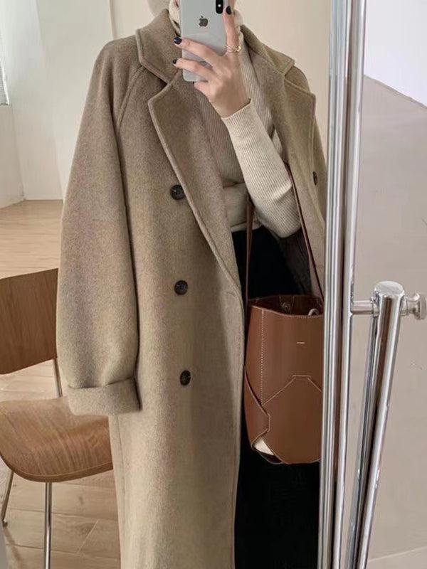 lovevop Loose and thickened Long Woolen Coat