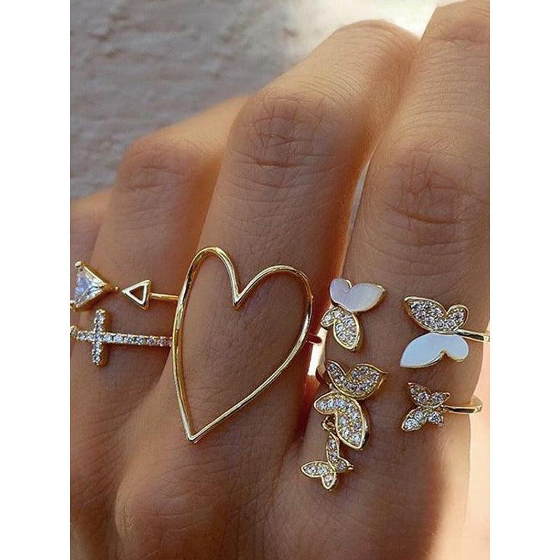 lovevop 5 Pieces Set Original Stylish Jewel Rings