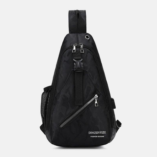 lovevop Men Multifunction Waterproof USB Chargeable Headphone Hole Chest Bags Backpack Shoulder Bag Crossbody Bags