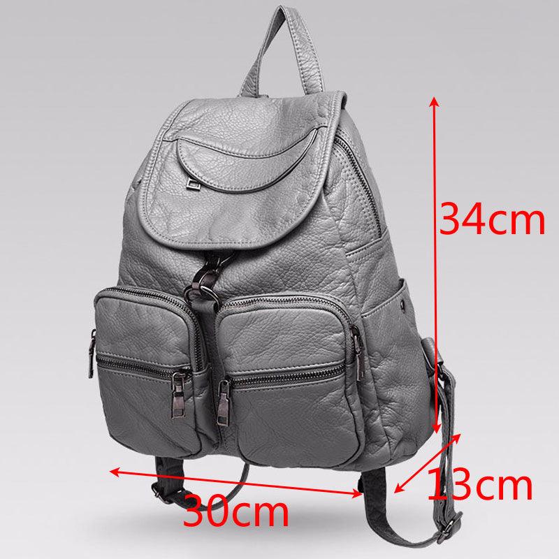 lovevop Leisure Travel Bag Fashion All-match Soft Leather Backpack