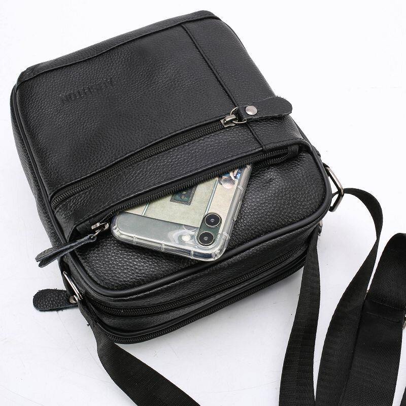 lovevop Men Genuine Leather Large Capacity Waterproof Wear-resistant Crossbody Bag