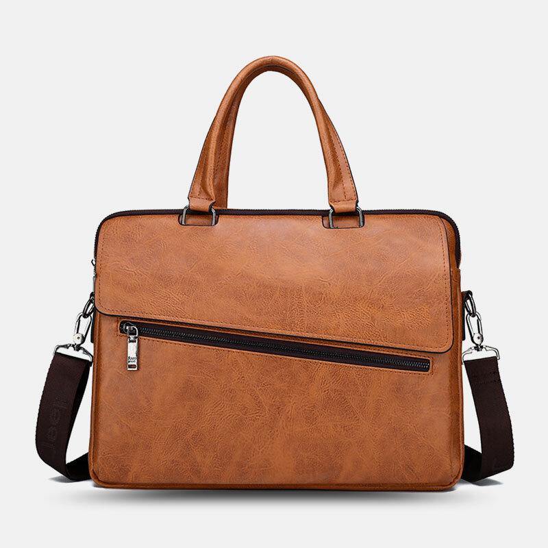 lovevop Men PU Leather Multifunction Anti-Theft Vintage Business Messenger Bag Crossbody Bag Handbag Shoulder Bag