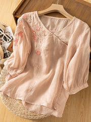 Lovevop Loose Casual Embroidered Shirt