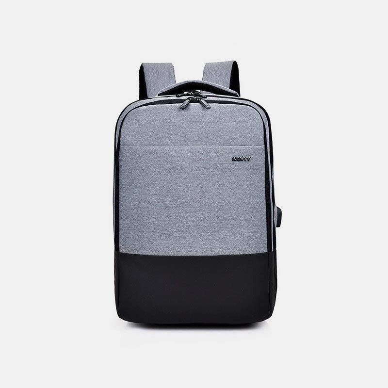 lovevop Men Nylon USB Charging Casual Large Capacity 15.6 Inch Laptop Bag Travel Backpack