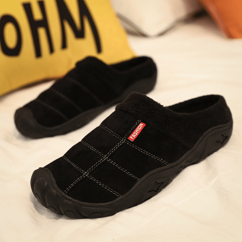 lovevop Men Soft Comfy Suede Non Slip Warm Home Cotton Slippers