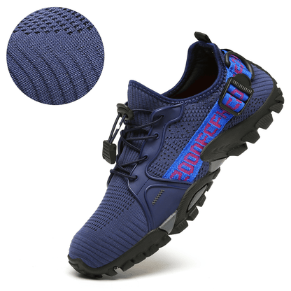 lovevop Men Outdoor Breatahble Knitted Fabric Comfy Non Slip Soft Easy Elastic Lace up Sneakers